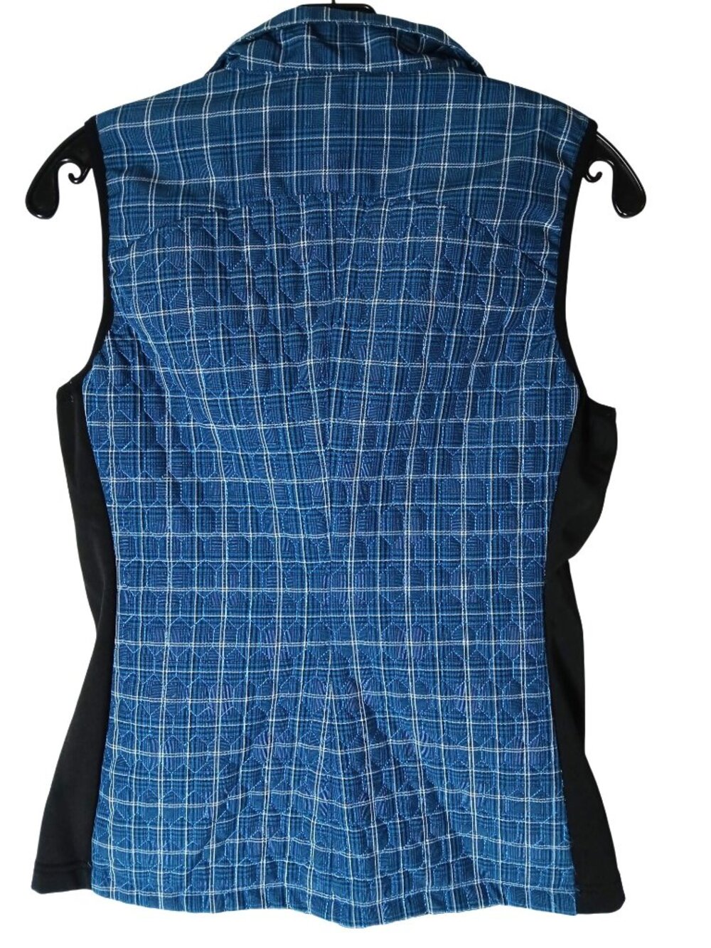 Kerrits Womens Quilted Blue Plaid Riding Vest S Asymmetrical Equestrian Riding - Picture 2 of 16